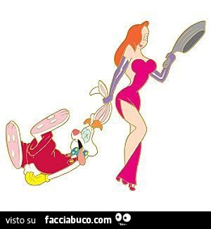 Jessica Rabbit trascina Roger Rabbit per le orecchie