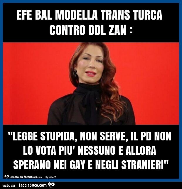 Efe bal modella trans turca contro ddl zan: "legge stupida, non serve, il pd non lo vota più nessuno e allora sperano nei gay e negli stranieri"