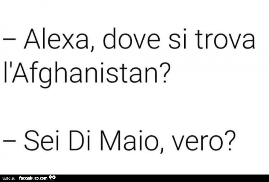 Alexa, dove si trova l'afghanistan? Sei di maio, vero?