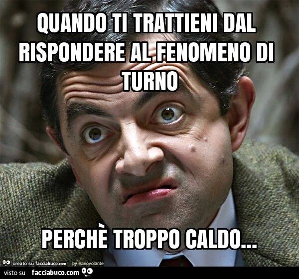 Quando ti trattieni dal rispondere al fenomeno di turno perchè troppo caldo