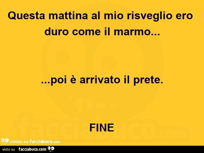 Questa mattina al mio risveglio ero duro come il marmo&hellip; poi è arrivato il prete. Fine