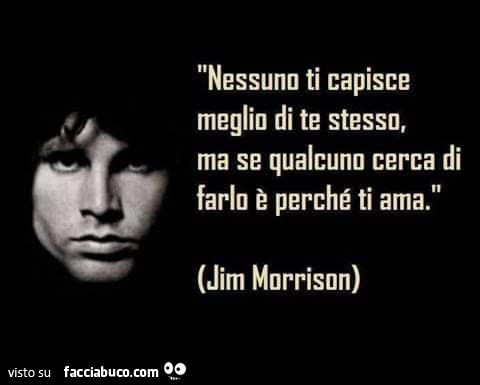 Nessuno ti capisce meglio di te stesso, ma se qualcuno cerca di farlo è perché ti ama. Jim Morrison