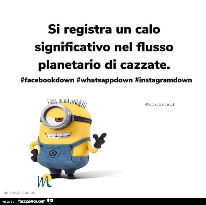 Si registra un calo significativo nel flusso planetario di cazzate. #Facebookdown #whatsappdown #instagramdown