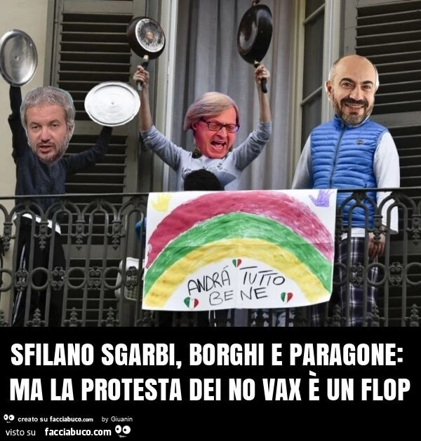 Sfilano sgarbi, borghi e paragone: ma la protesta dei no vax è un flop