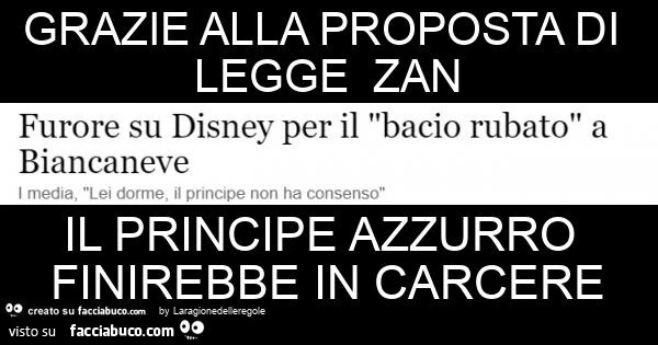 Grazie alla proposta di legge zan il principe azzurro finirebbe in carcere
