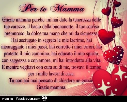 Per te Mamma… grazie perché mi hai dato la tenerezza