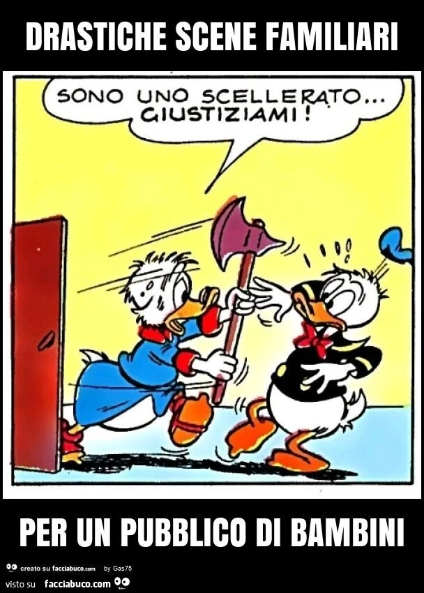 Drastiche scene familiari per un pubblico di bambini