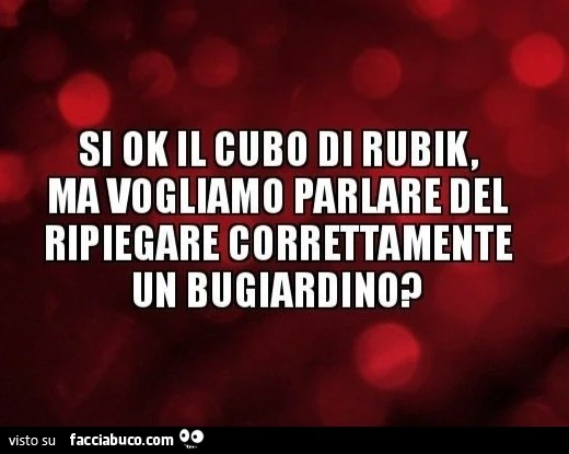 Si ok cubo di rubik, ma vogliamo parlare del ripiegare correttamente un bugiardino?