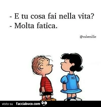 E tu cosa fai nella vita? Molta fatica