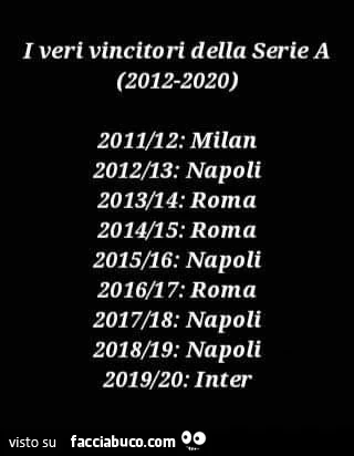 I veri vincitori della serie a 2012 2020