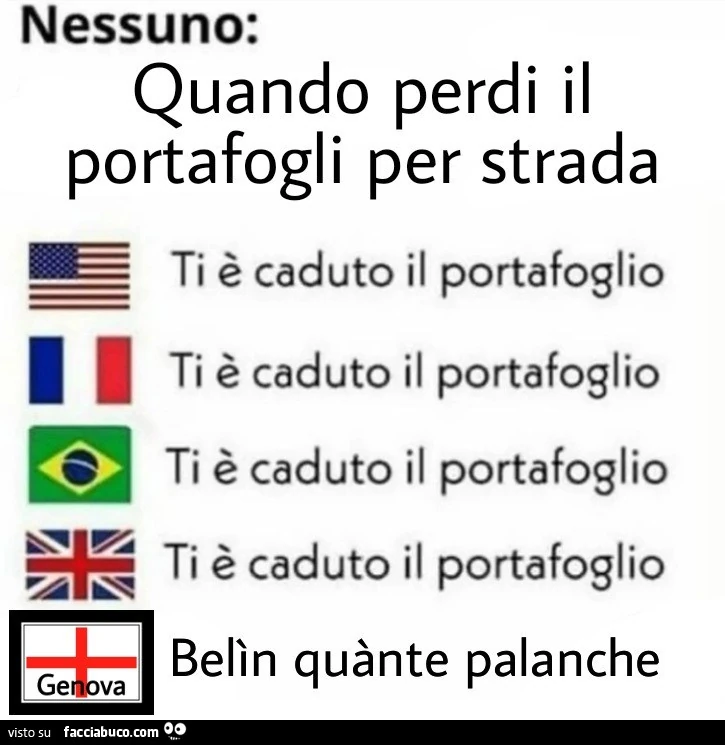 Quando perdi il portafogli per strada. Belìn quànte palanche