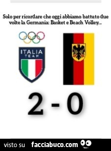 Solo per ricordare che oggi abbiamo battuto due volte la Germania: Basket e Beach Volley
