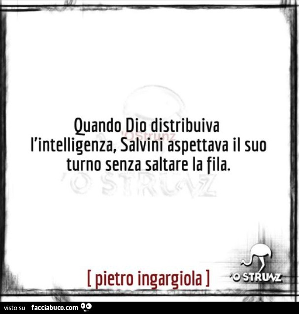 Quando dio distribuiva l'intelligenza, salvini aspettava il suo turno senza saltare la fila