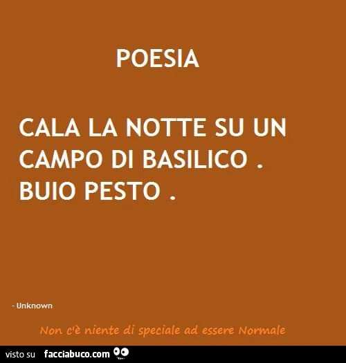 Poesia cala la notte su un campo di basilico. Buio pesto
