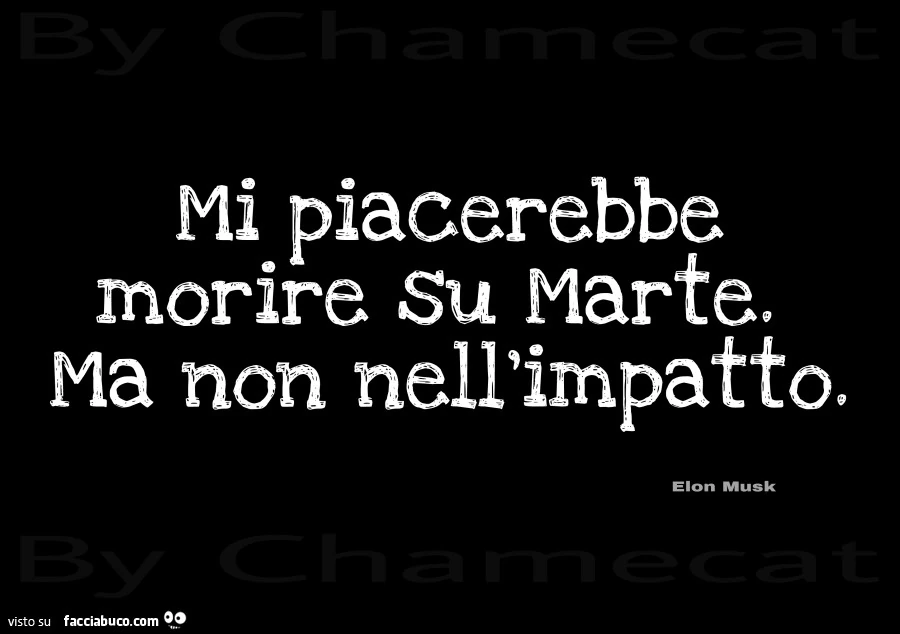 Mi piacerebbe morire su marte, ma non nell'impatto. Elon Musk