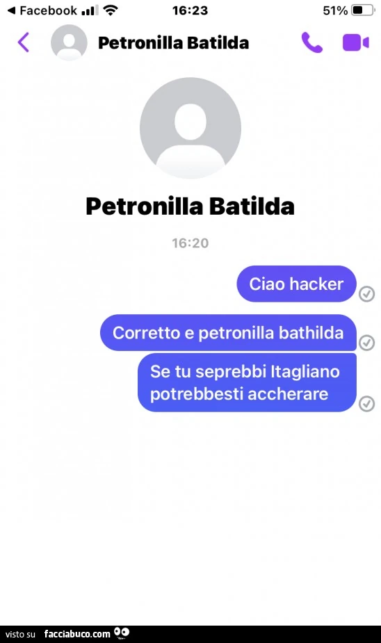 Ciao hacker corretto e petronilla bathilda se tu seprebbi itagliano potrebbesti accherare
