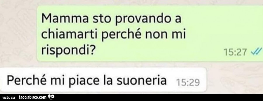 Mamma sto provando a chiamarti perché non mi rispondi? Perché mi piace la suoneria