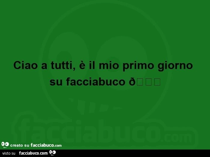 Ciao a tutti, è il mio primo giorno su facciabuco