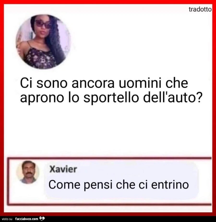 Ci sono ancora uomini che aprono lo sportello dell'auto? Ome pensi che ci entrino
