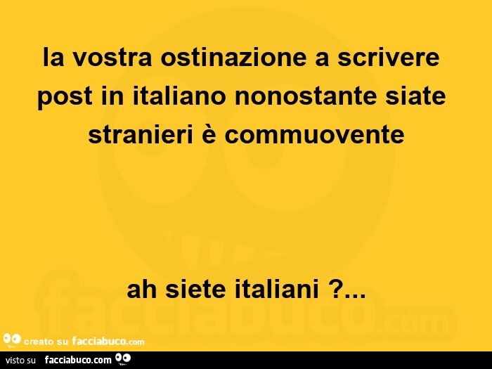 La vostra ostinazione a scrivere post in italiano nonostante siate stranieri è commuovente ah siete italiani?