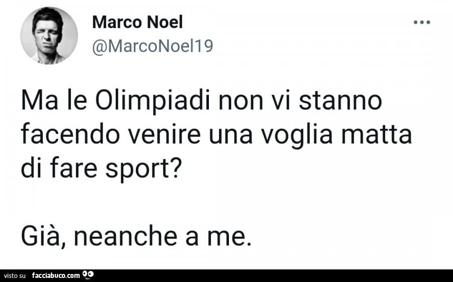 Ma le olimpiadi non vi stanno facendo venire una voglia matta di fare sport? Già, neanche a me
