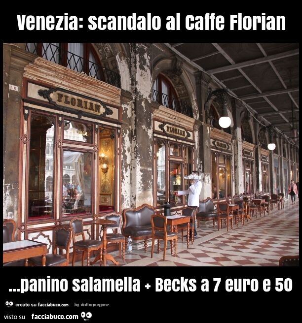 Venezia: scandalo al caffe florian… panino salamella + becks a 7 euro e 50