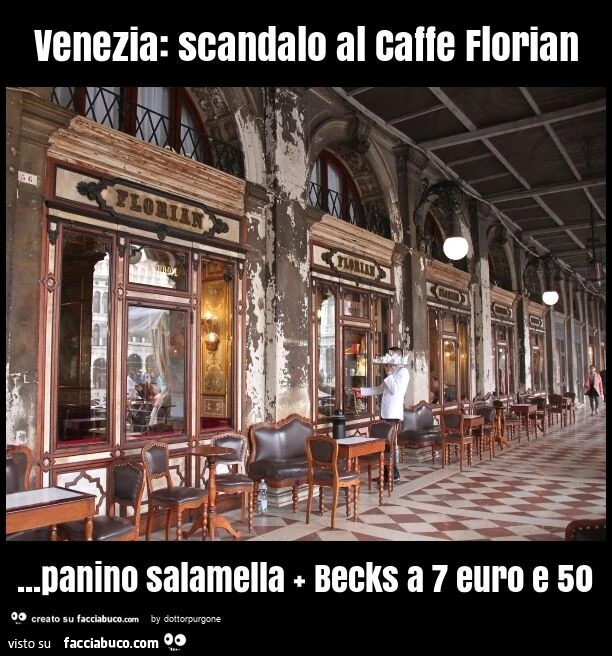Venezia: scandalo al caffe florian&hellip; panino salamella + becks a 7 euro e 50