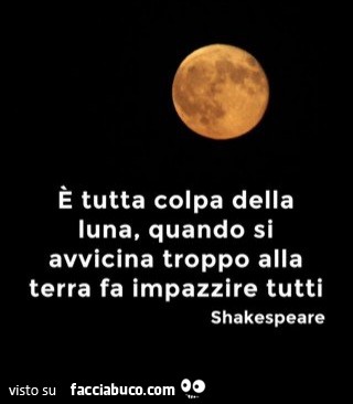 È tutta colpa della luna, quando si avvicina troppo alla terra fa impazzire tutti. Shakespeare