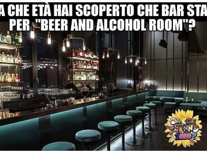 Bar sta per beer and alcohol room