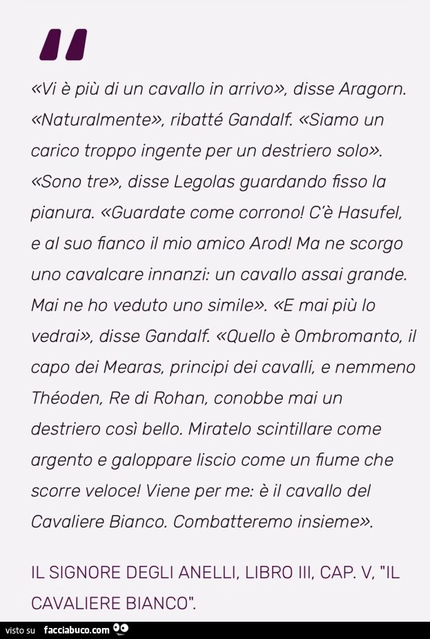 Vi è più di un cavallo in arrivo, disse aragorn. Naturalmente, ribatté gandalf