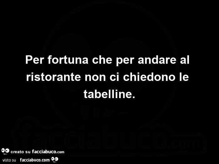 Per fortuna che per andare al ristorante non ci chiedono le tabelline