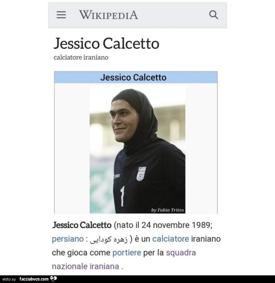 Jessico calcetto calciatore iraniano