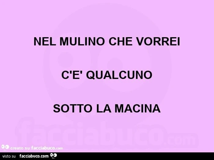 NEL MULINO CHE VORREI C'è QUALCUNO SOTTO LA MACINA