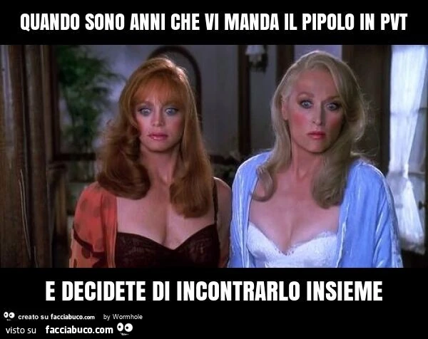 Quando sono anni che vi manda il pipolo in pvt e decidete di incontrarlo insieme
