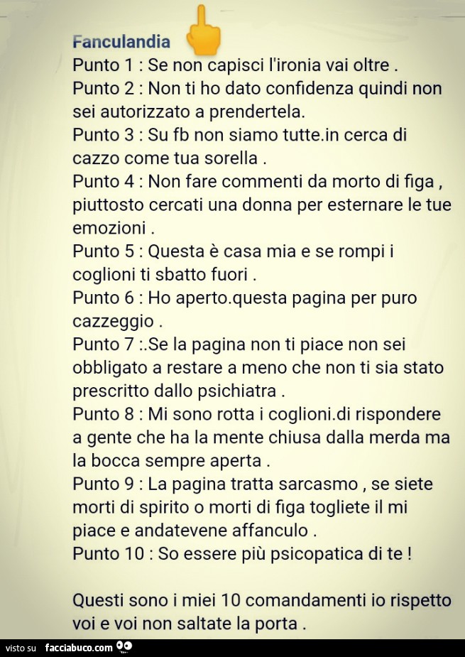 Fanculandia. Dieci punti per aderire