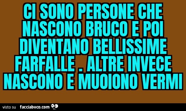 Ci sono persone che nascono bruco e poi diventano bellissime farfalle