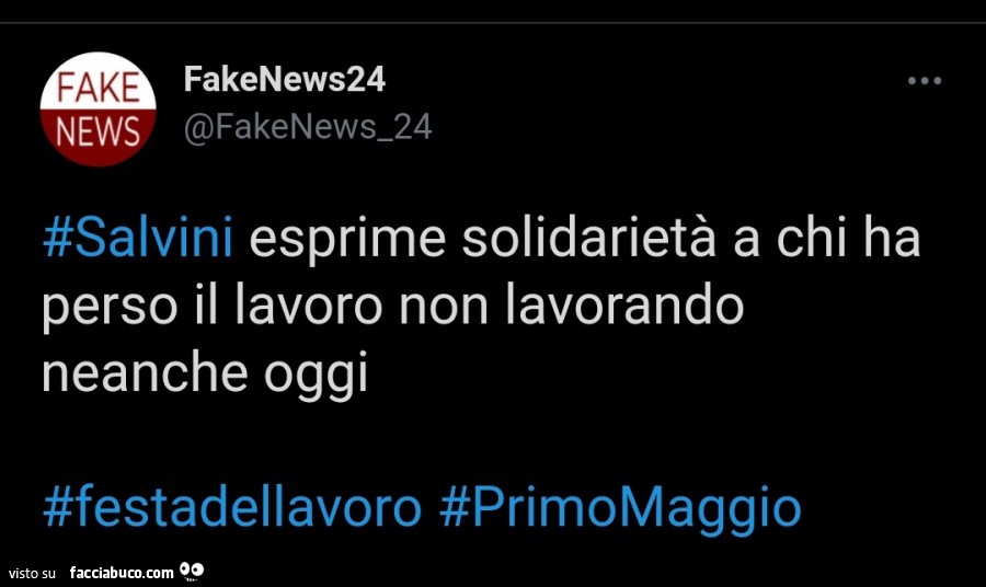 Salvini esprime solidarietà a chi ha perso il lavoro non lavorando neanche oggi