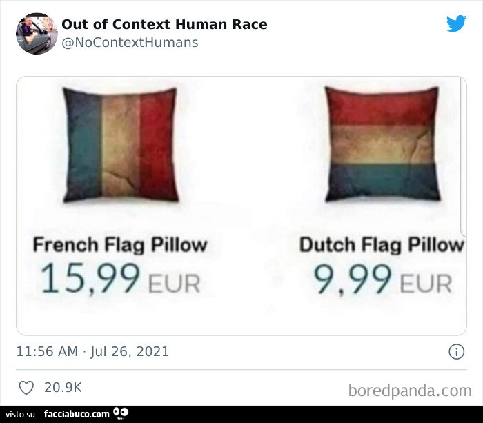 French flag pillow 15,99. Dutch flag pillow 9,99