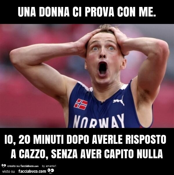 Una donna ci prova con me. Io, 20 minuti dopo averle risposto a cazzo, senza aver capito nulla