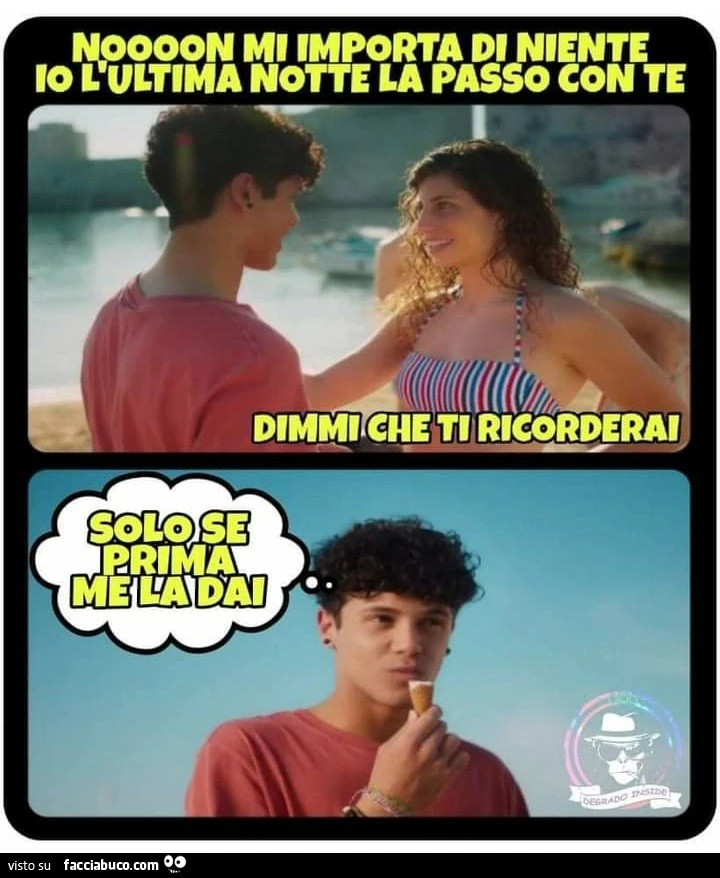 Non mi importa di niente io l'ultima notte la passo con te