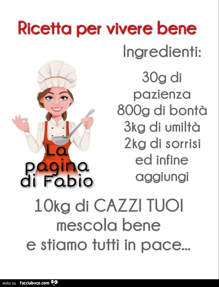 Ricetta per vivere bene