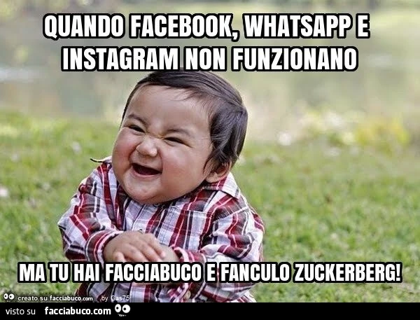 Quando facebook, whatsapp e instagram non funzionano ma tu hai facciabuco e fanculo zuckerberg