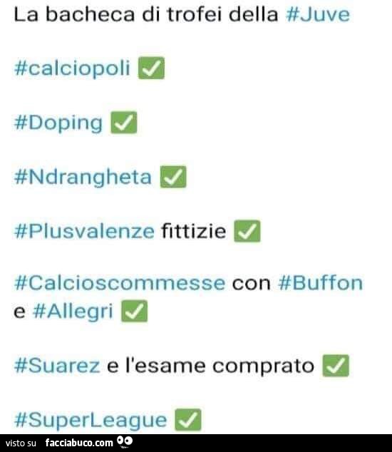 La bacheca di trofei della juve: calciopoli