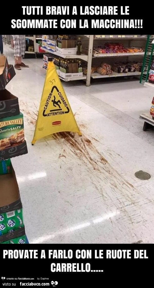 Tutti bravi a lasciare le sgommate con la macchina! Provate a farlo con le ruote del carrello