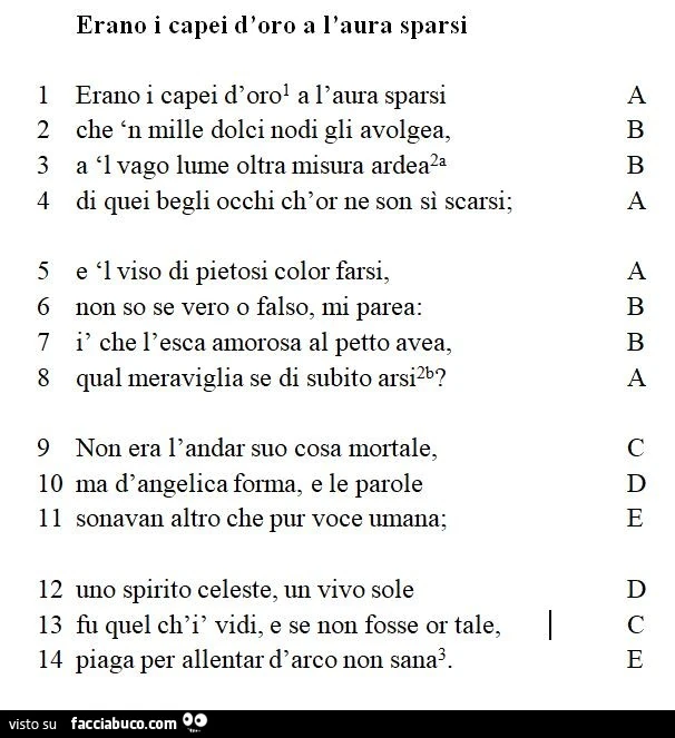 Erano i capei d'oro a l'aura sparsi