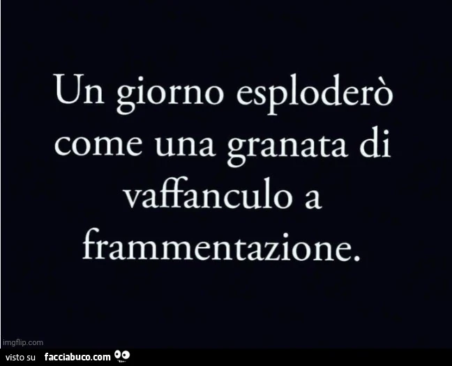 Un giorno esploderò come una granata di vaffanculo a frammentazione