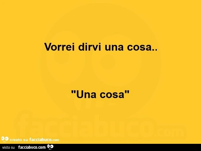Vorrei dirvi una cosa. "Una cosa"