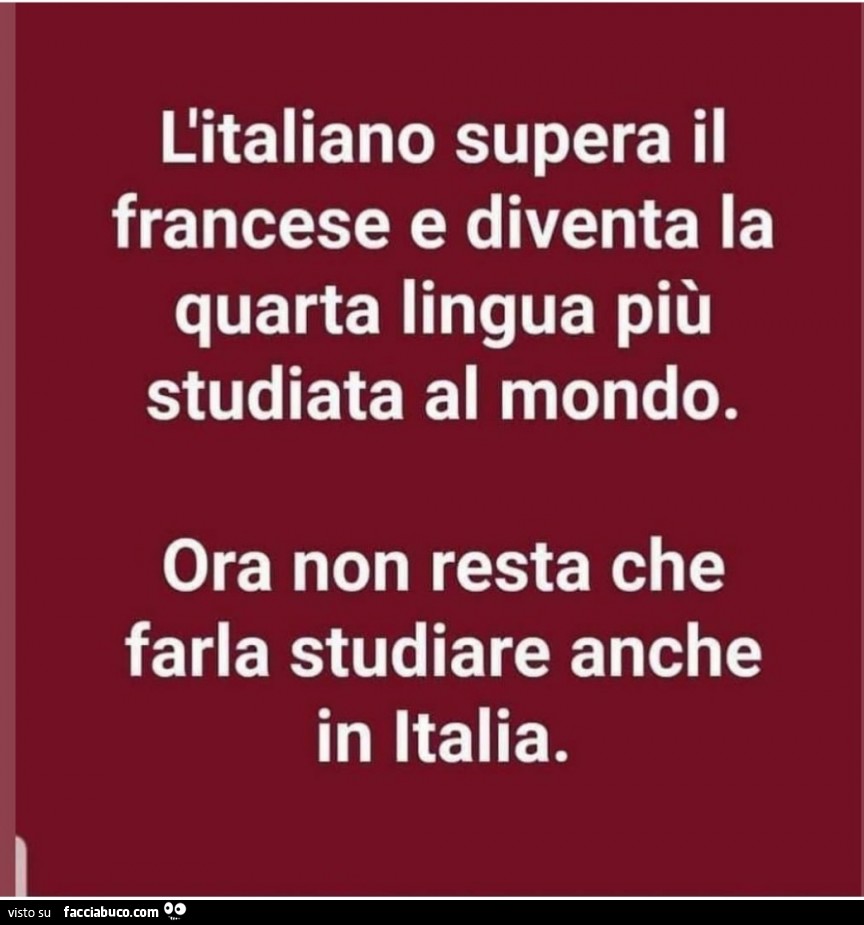 L'italiano supera il francese e diventa la quarta lingua più studiata al mondo. Ora non resta che farla studiare anche in italia