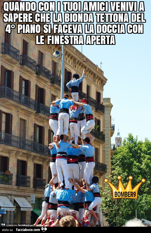 Quando con i tuoi amici venivi a sapere che la bionda tettona del 4° piano si faceva la doccia con le finestra aperta