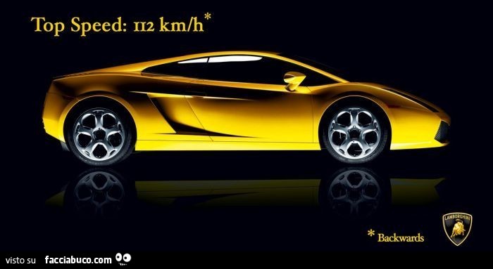 Lamborghini Top Speed 112 Km/h in retromarcia